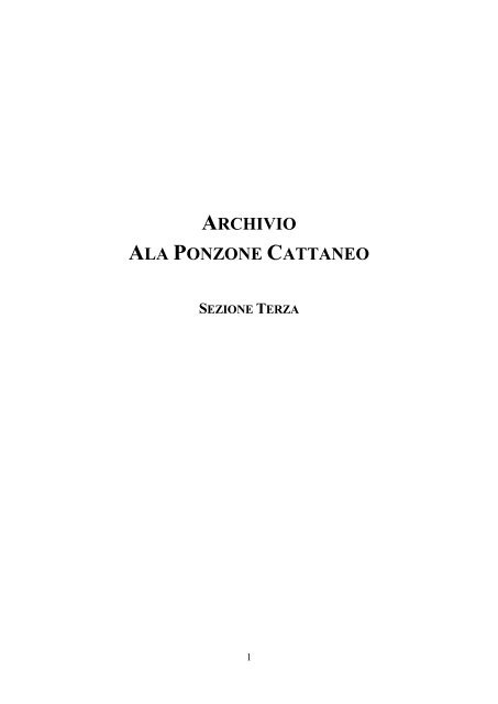 archivio ala ponzone cattaneo - Istituto Centrale per gli Archivi