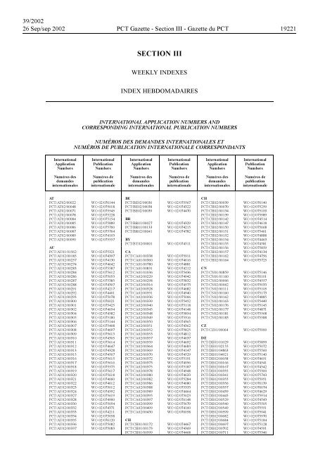 Pct 02 39 Pct Gazette Weekly Issue No 39 02 Wipo Pct 02 39 Pct Gazette Weekly Issue No 39 02 Wipo