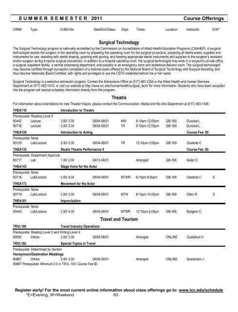 Course Schedule Book - Lansing Community College