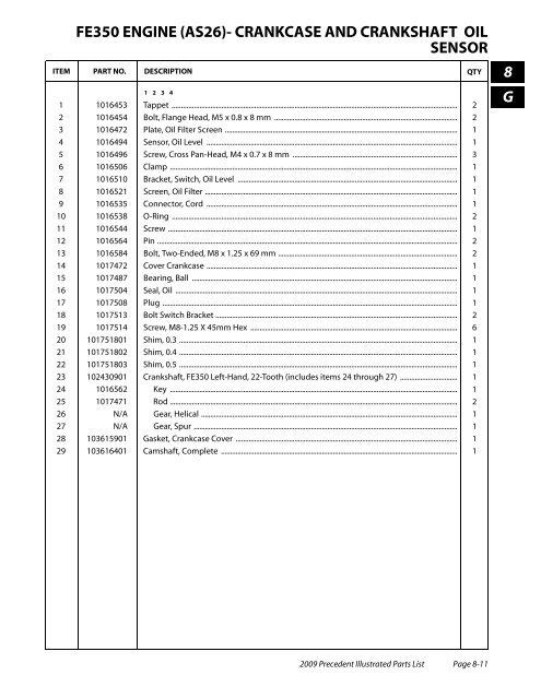 2009 Precedent Illustrated Parts List - Bennett Golf Cars