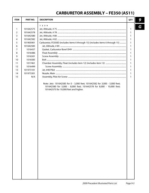 2009 Precedent Illustrated Parts List - Bennett Golf Cars