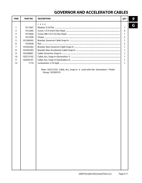 2009 Precedent Illustrated Parts List - Bennett Golf Cars