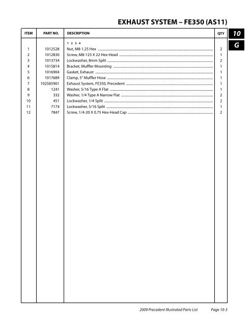 2009 Precedent Illustrated Parts List - Bennett Golf Cars