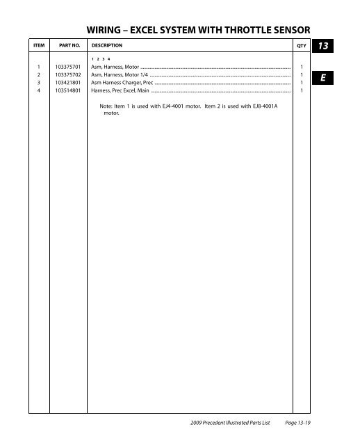 2009 Precedent Illustrated Parts List - Bennett Golf Cars