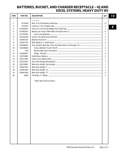 2009 Precedent Illustrated Parts List - Bennett Golf Cars