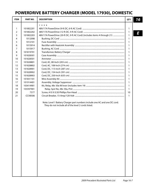 2009 Precedent Illustrated Parts List - Bennett Golf Cars