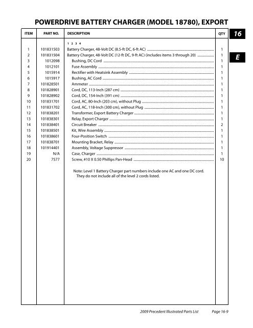 2009 Precedent Illustrated Parts List - Bennett Golf Cars