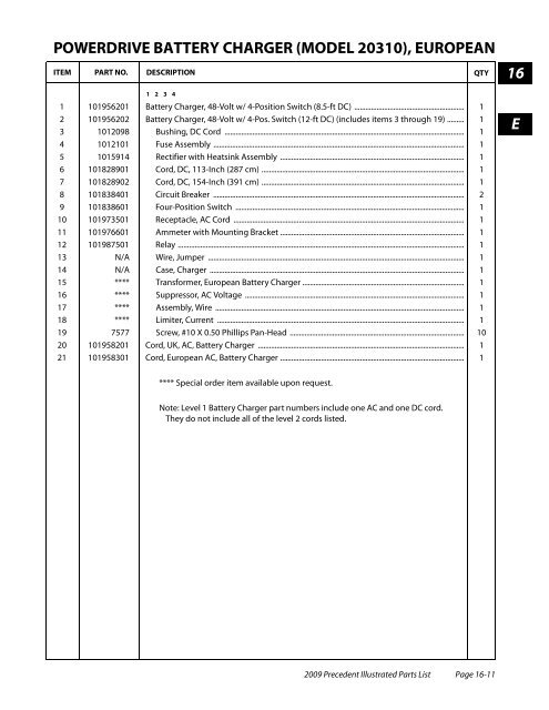 2009 Precedent Illustrated Parts List - Bennett Golf Cars