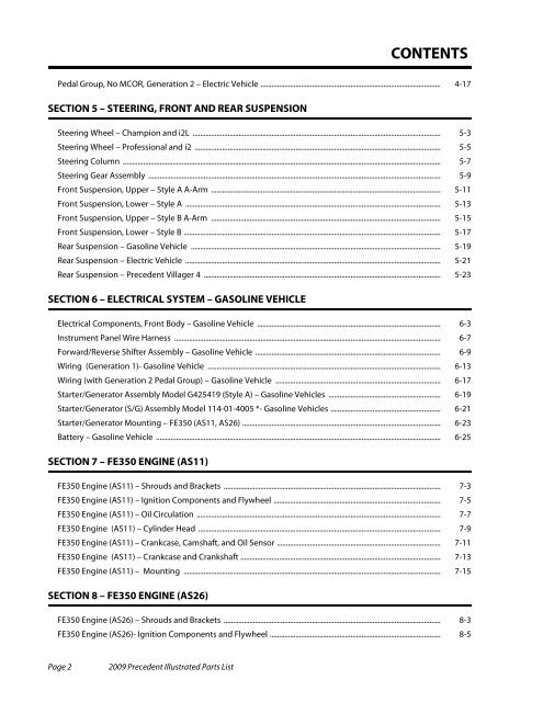 2009 Precedent Illustrated Parts List - Bennett Golf Cars