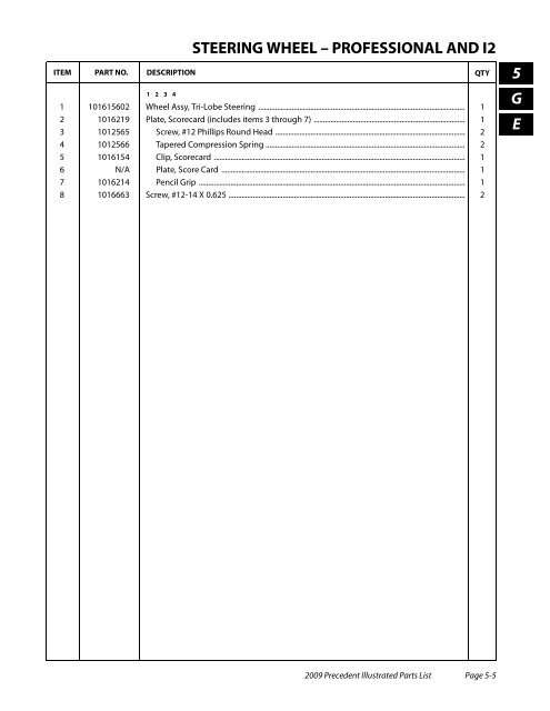 2009 Precedent Illustrated Parts List - Bennett Golf Cars