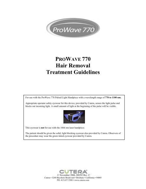 Prowave 770 Hair Removal Treatment Guidelines Medsystems