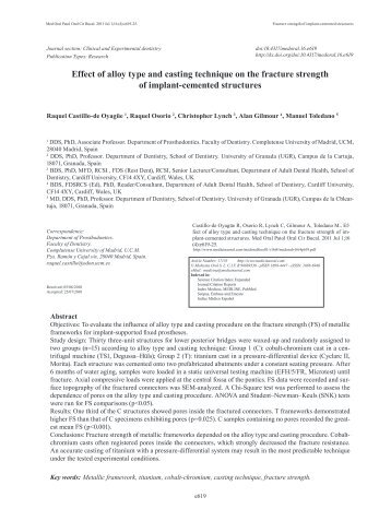 Effect of alloy type and casting technique on the ... - Medicinaoral.com