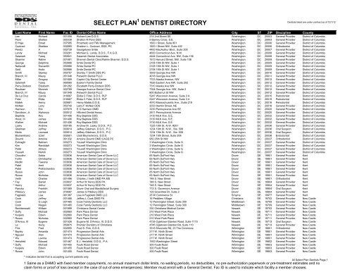 Select Plan Provider Directory - Dominion Dental Services, Inc.