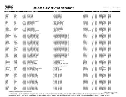 Select Plan Provider Directory - Dominion Dental Services, Inc.
