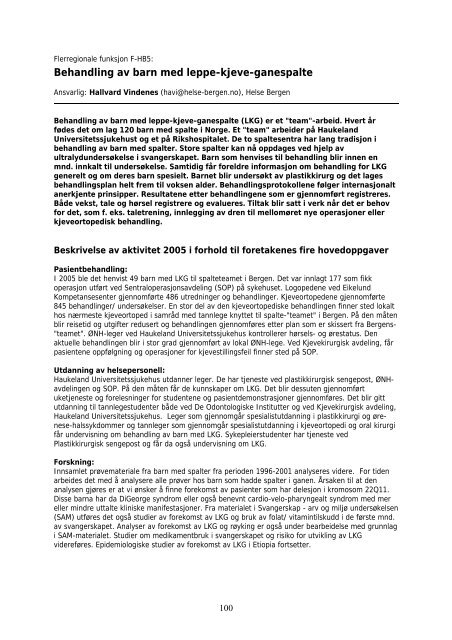 Faglig rapport 2005 - Helse Vest