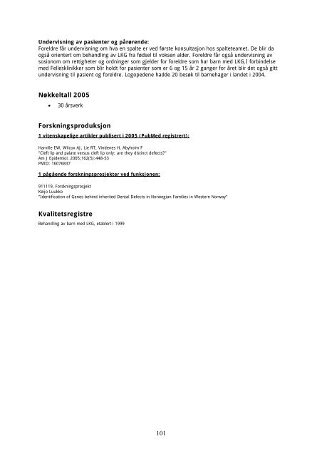 Faglig rapport 2005 - Helse Vest