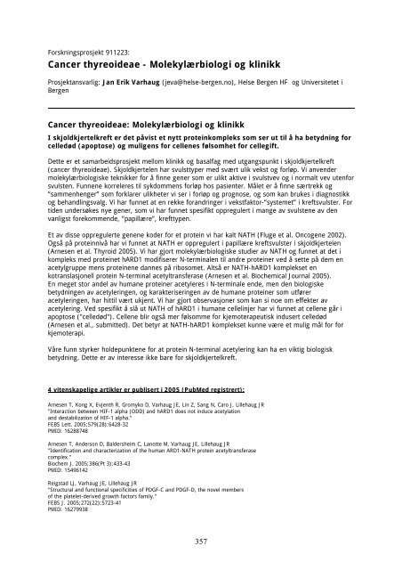 Faglig rapport 2005 - Helse Vest