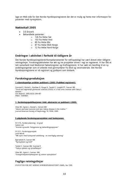 Faglig rapport 2005 - Helse Vest