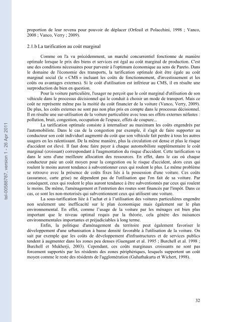 Formes urbaines et durabilité du système de transports. Une ...