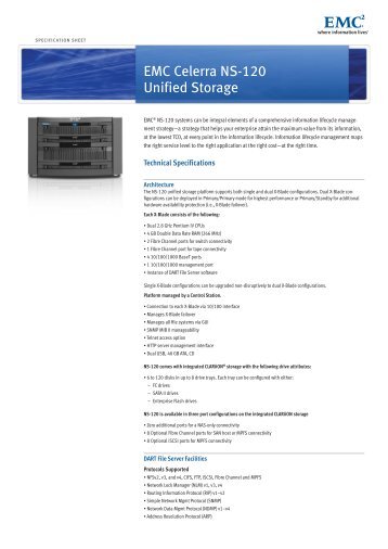 H5804.2: EMC Celrra NS 120- Unified Storage Spec Sheet