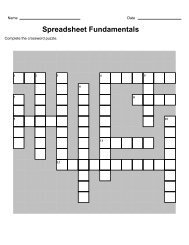 Spreadsheet Crossword Puzzle