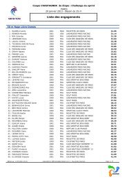 Liste des engagements - ComitÃ© de Paris natation