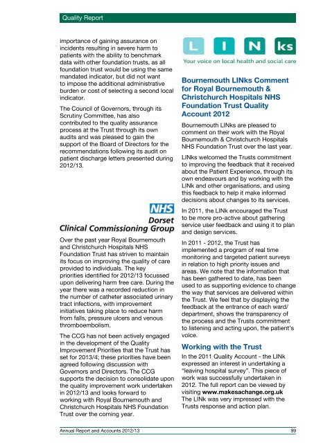 Annual Report and Accounts 2012/13 - Royal Bournemouth Hospital