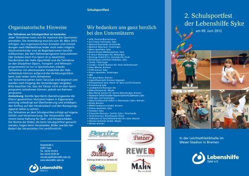 2. Schulsportfest der Lebenshilfe Syke - Lebenshilfe Syke eV