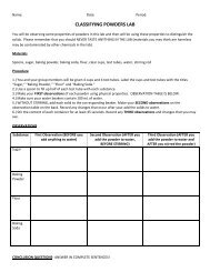 Classifying Powders Lab Report Handout