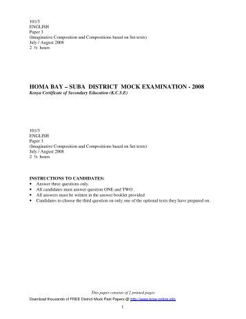 homa bay â suba district mock examination - 2008 - KCSE Online