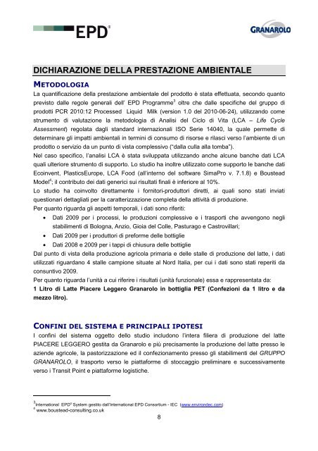 Confezioni da 1 litro e - The International EPDÂ® System