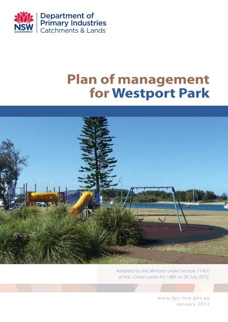 Plan of management for Westport Park - Land - NSW Government