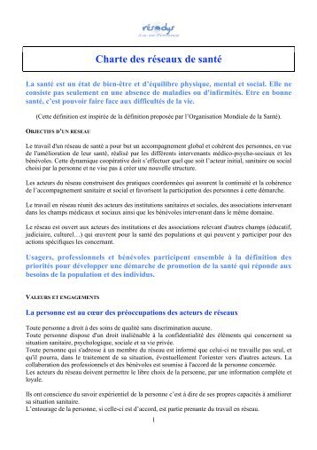 Charte des rÃ©seaux de santÃ© - Resodys
