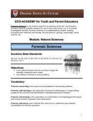 Forensic Sciences Lesson Plan - Deering Estate at Cutler