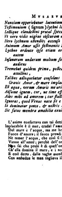 ANGELO MARIA BANDINI. L' Elegantijfimo Poemetto di Mufeo fopra