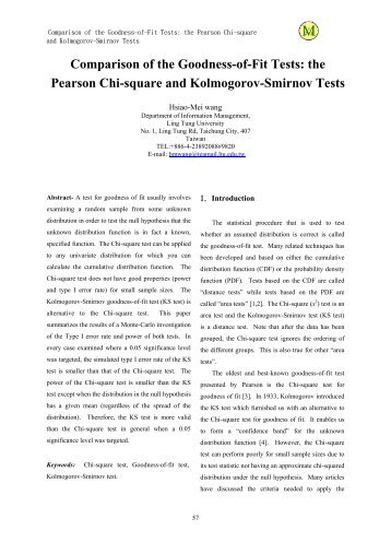 Comparison of the Goodness-of-Fit Tests: the Pearson Chi-square ...