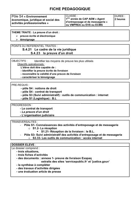 FICHE PEDAGOGIQUE