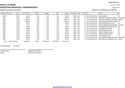 Relatório de Compras 08/2005 - AMMOC