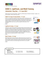 CODE V, LightTools, and RSoft Training Amsterdam ... - Light Tec