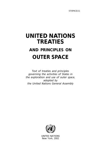 United Nations Treaties And Principles On Outer Space