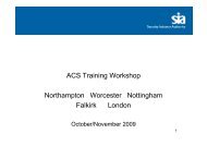 ACS Self-Assessment Training Workshop - Security Industry Authority