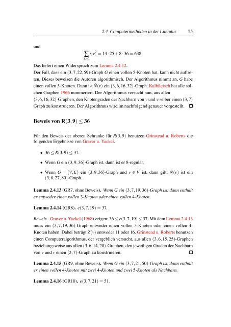 Computermethoden zur Lösung einiger konkreter kombinatorischer ...