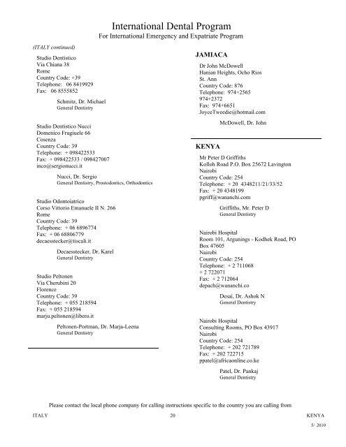 H:\ISPS\arpeggio reports\Directories\International ... - DeCare Dental