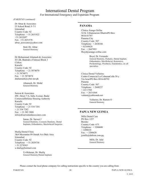 H:\ISPS\arpeggio reports\Directories\International ... - DeCare Dental