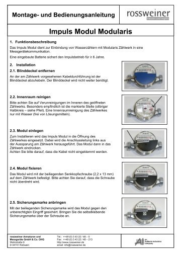 Montageanleitung Modularis Impulsmodul - Rossweiner