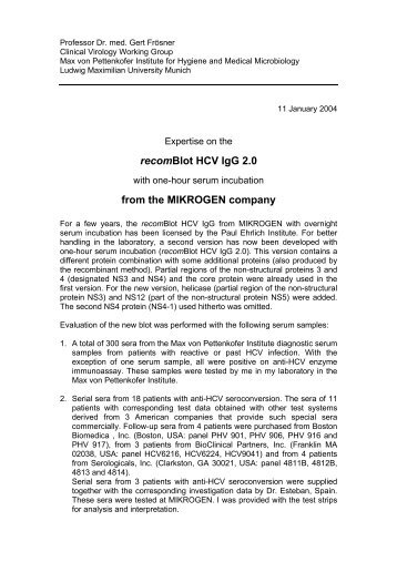 recomBlot HCV IgG 2.0 from the MIKROGEN company - Alka