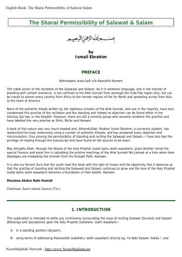 The Sharai Permissibility of Salawat & Salam - Noore Madinah ...