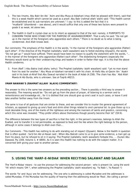 The Sharai Permissibility of Salawat & Salam - Noore Madinah ...