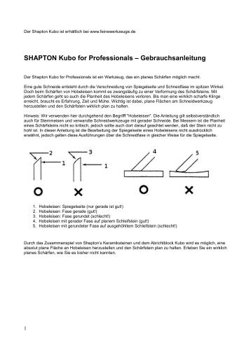 SHAPTON Kubo for Professionals – Gebrauchsanleitung