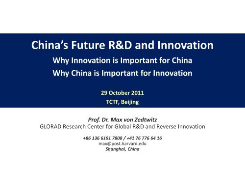 China's Future R&D and Innovation